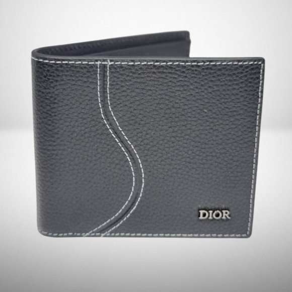 DIOR Saddle Bi-Fold Card Holder / Wallet in Black Grained Calfskin Marquetry - Picture 1 of 8
